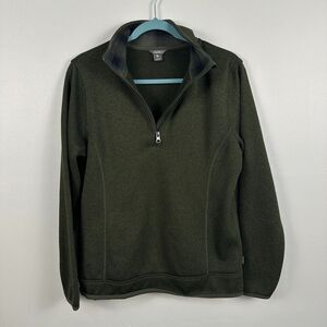 Eddie Bauer Womens Large 1/2 Zip Pullover Sweatshirt Green Fall Long Sleeve Warm
